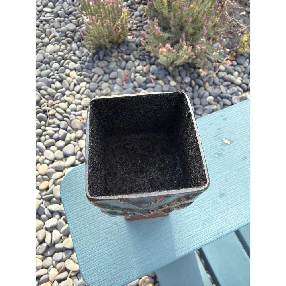 Vintage Brutalist Metal Desk Vessel Signed P IHM R IHM Mid Century Artisan 5